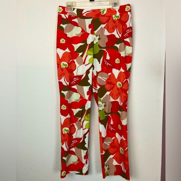 Natori Tropical Asian Floral High Rise Straight Leg Pants luxury fabric - Picture 8 of 8